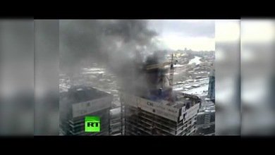'Moscow City' en llamas: Se incendia un rascacielos en construcción en el centro de Moscú
