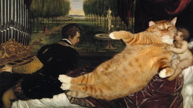 Una artista rusa 'mejora' las obras maestras de la pintura clásica con un gato