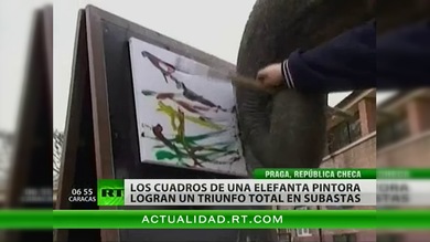 Un zoológico recauda fondos vendiendo cuadros… pintados por una elefanta