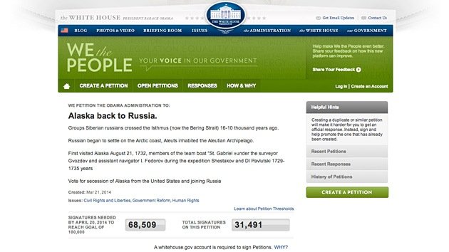Más de 30.000 estadounidenses quieren que Alaska se reincorpore a Rusia