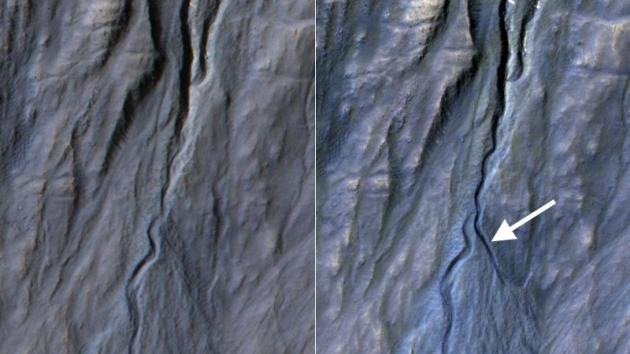 La NASA muestra la fotografía de un desfiladero marciano recién formado