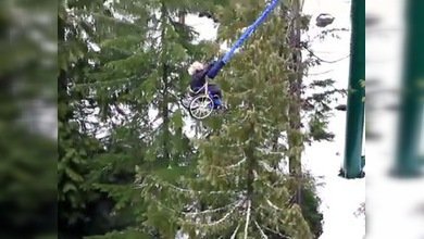 Video: joven parapléjica practica 'bungee' en silla de ruedas