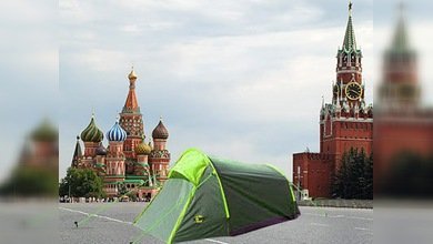 Tiendas de campaña en pleno centro de Moscú