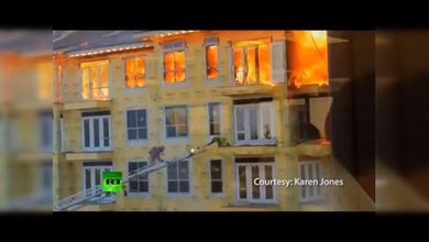 Un obrero de la construcción escapa por los pelos de un gran incendio en Houston