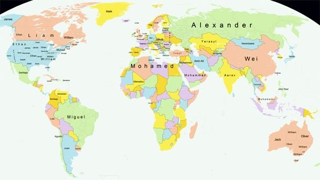 ¿Santiago, William, Mohammed o Alexander?: Crean mapa de los nombres más populares