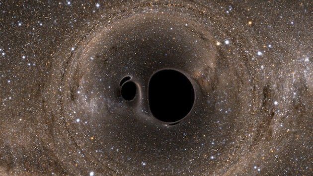 Impresionante imagen muestra como veríamos el choque de dos agujeros negros