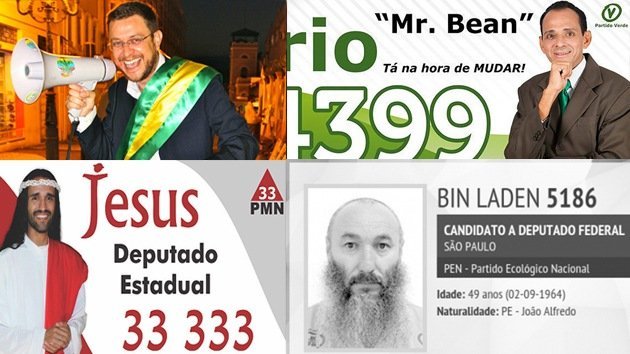 'Bin Laden', 'Cara de Hamburguesa'…y otros candidatos de Brasil con nombres insólitos