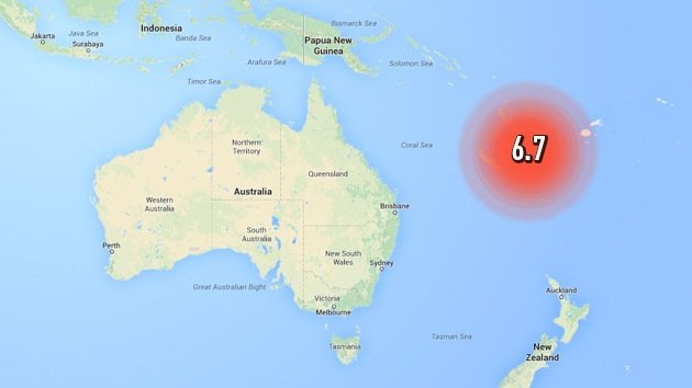 Se registra un terremoto de magnitud 6,7 cerca de las costas de Nueva Caledonia