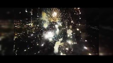 Fuegos artificiales, a vista de dron