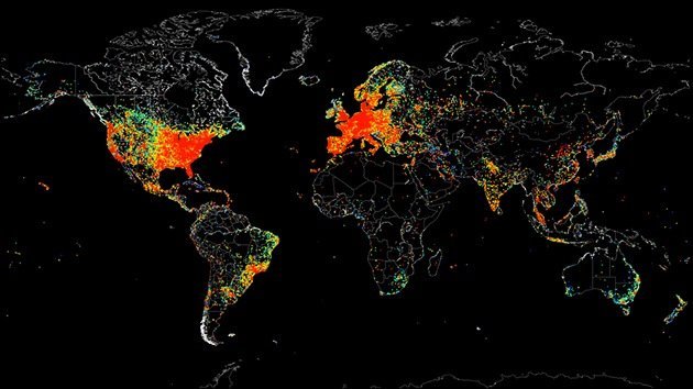 Retrato de la Web: mapamundi de todas las conexiones a Internet