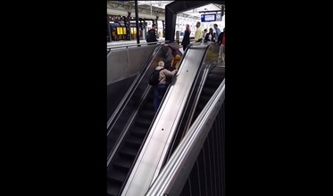 La terquedad y una escalera mecánica no se deberían combinar