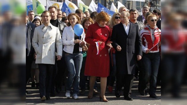 Medvédev y Putin, en las manifestaciones del 1 de mayo en Rusia