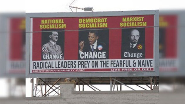 Obama, Hitler y Lenin en polémico cartel anti socialista 