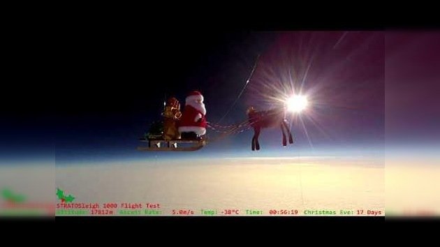 Santa Claus viaja en su trineo hasta la estratosfera