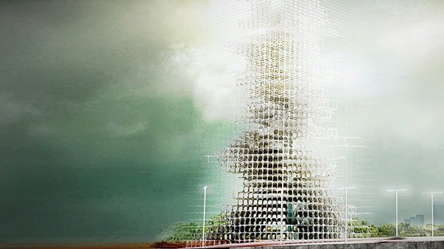 Imágenes: Un rascacielos que saca 'ladrillos' del humo
