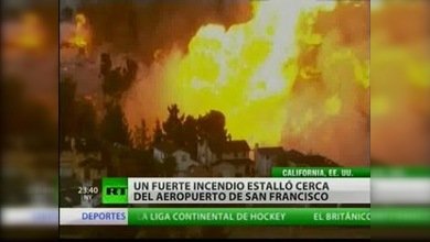 Un fuerte incendio se propaga cerca del aeropuerto de San Francisco