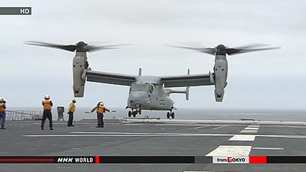 Convertiplanos Osprey de EE.UU. aterrizan por primera vez en un destructor japonés
