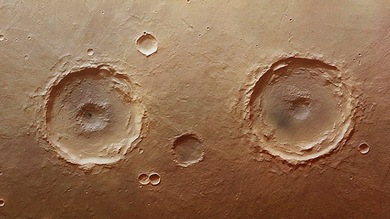 Los 'ojos' del planeta rojo: Hallan una pareja de cráteres gemelos en Marte
