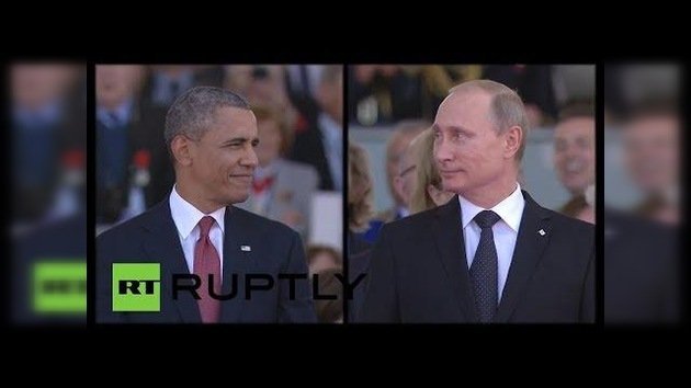 'Juego de miradas' entre Putin y Obama en el Día D