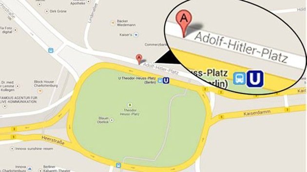 Google nombra por error una plaza de Berlín en honor a Adolf Hitler
