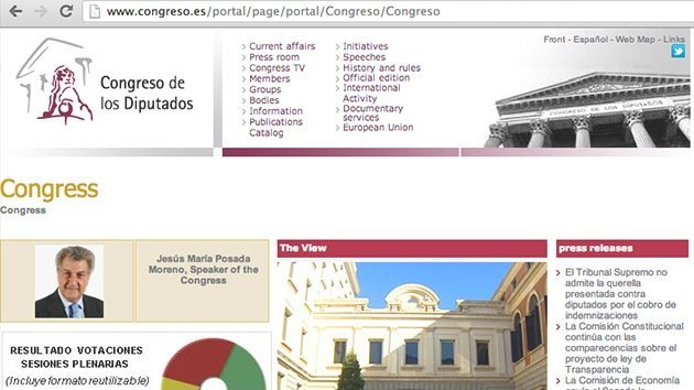 Atacan la web del Congreso español el día de su 'asedio'