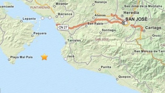 Un sismo de magnitud 5,2 sacude el oeste de Costa Rica