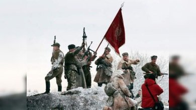 Reconstrucción histórica de batalla en Leningrado