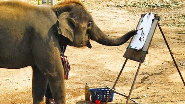 Un zoológico recauda fondos vendiendo cuadros… pintados por una elefanta