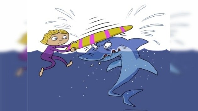 Una tabla de surf, la mejor arma contra un tiburón