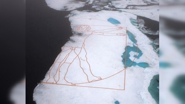 Un gran 'Da Vinci' en el hielo como símbolo de la catástrofe ecológica