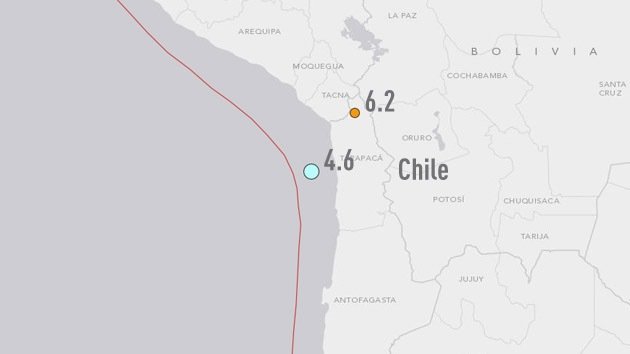 Se registra un sismo de magnitud 6,2 en Chile
