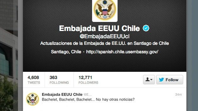 Un tuit de la embajada de EE.UU. en Chile la lía: "Bachelet... ¿No hay otras noticias?"
