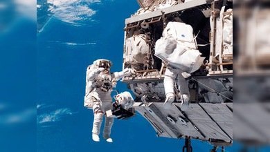 Tripulantes rusos de la EEI 'plantan' hongos en el espacio abierto