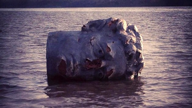 Rompecabezas sobre un río de EE.UU.: hallan flotando una enorme cabeza grecorromana