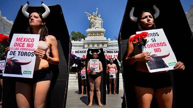 Fotos: Cuernos, ataúdes y claveles para exigir el fin de las corridas de toros en México
