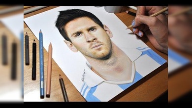 Un Messi de impresión hecho a lápiz