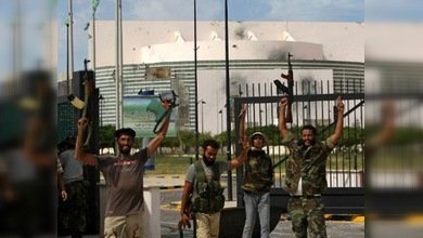 Sede de la Unión Africana, destruida en combates por el control de Sirte