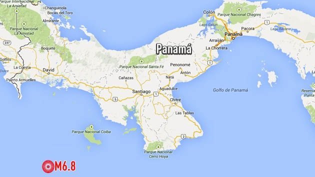 Se registra un sismo de magnitud 6,8 cerca de la costa de Panamá