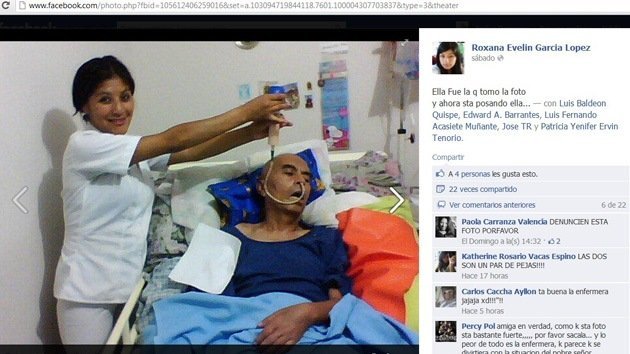 La enfermera que publicó fotos suyas con un paciente terminal en Facebook indigna a Perú