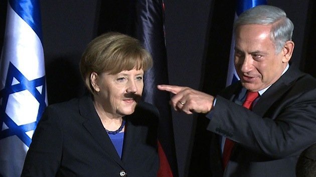 La foto de Merkel con bigote 'a lo Hitler' por la sombra de Netanyahu se viraliza