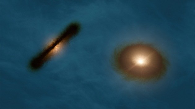 Hallan un par binario de estrellas con un extraño disco de formación de planetas