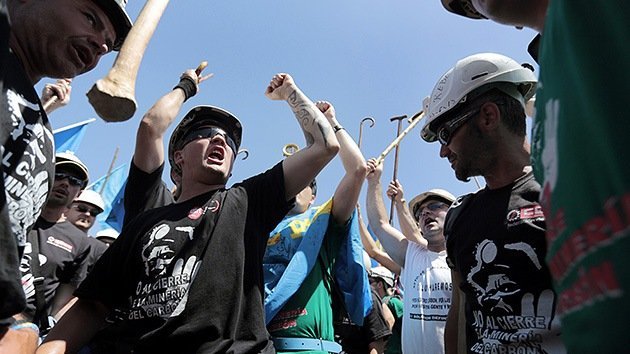 Las protestas de mineros cobran intensidad en España