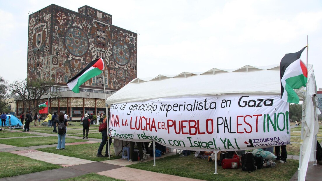 Acampamento em apoio à Palestina é montado na Universidade Nacional Autônoma do México