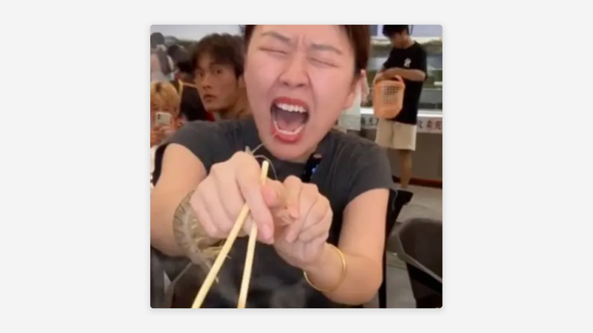 Carma instantâneo: uma mulher queria comer um camarão mantis, mas isso acontece (VÍDEO)