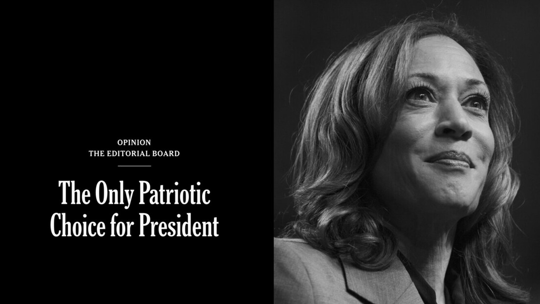 "A única escolha patriótica para presidente" - The New York Times declara apoio a Kamala Harris