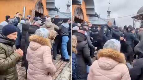 VÍDEO: polícia ucraniana espanca mulher durante invasão a igreja