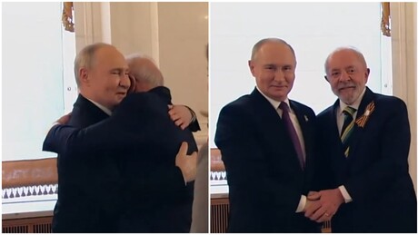 Lula é recebido com abraço por Putin no Kremlin
