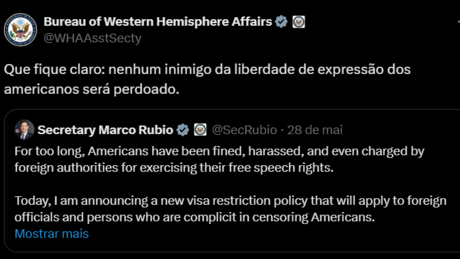 Em português, órgão dos EUA promete retaliação contra ofensores da liberdade de expressão