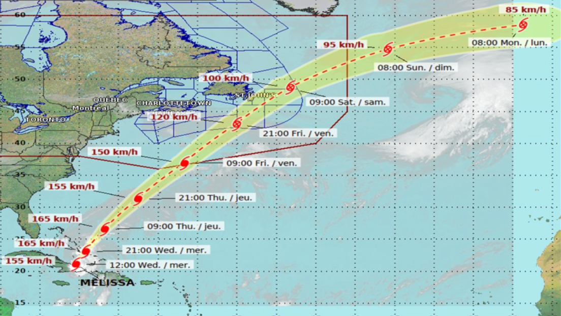 Canadá em alerta para chegada do furacão Melissa após passagem pelo Caribe