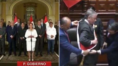 Momento humilhante da presidente deposta do Peru em discurso televisionado de despedida (VÍDEO)